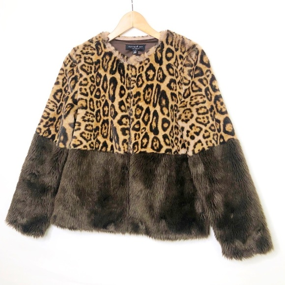 Anthropologie Current Air faux, fur color block and leopard print jacket - Picture 15 of 15